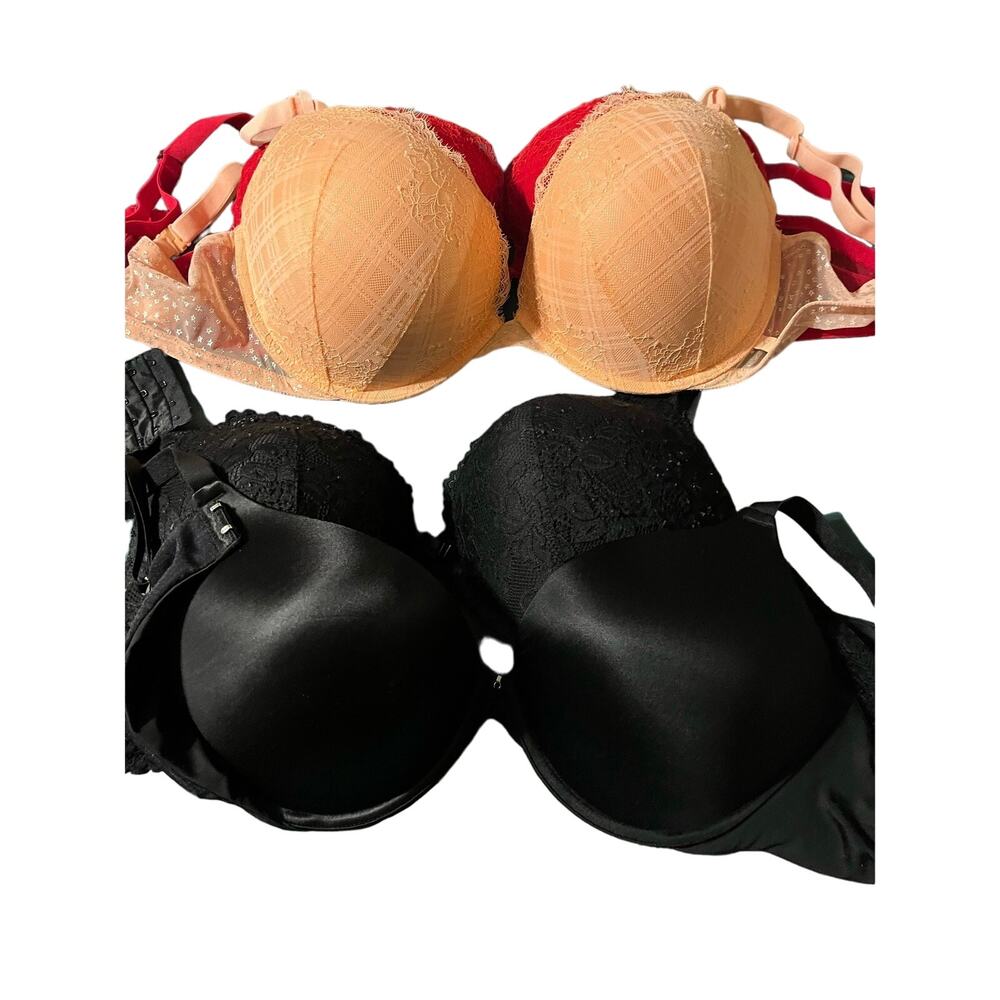 Victoria secret 40 DD BRAS SET OF 2 red , peach pink Fredericks of Ho LOT OF 5